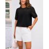 imageGRACE KARIN Womens 2025 Casual Tops Short Sleeve Eyelet Embroidered Summer Trendy Shirts Crewneck Crochet BlousesBlack