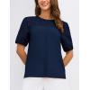 imageGRACE KARIN Womens 2025 Casual Tops Short Sleeve Eyelet Embroidered Summer Trendy Shirts Crewneck Crochet BlousesNavy