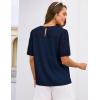 imageGRACE KARIN Womens 2025 Casual Tops Short Sleeve Eyelet Embroidered Summer Trendy Shirts Crewneck Crochet BlousesNavy