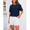 imageGRACE KARIN Womens 2025 Casual Tops Short Sleeve Eyelet Embroidered Summer Trendy Shirts Crewneck Crochet BlousesNavy