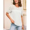 imageGRACE KARIN Womens 2025 Casual Tops Short Sleeve Eyelet Embroidered Summer Trendy Shirts Crewneck Crochet BlousesWhite