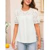 imageGRACE KARIN Womens 2025 Casual Tops Short Sleeve Eyelet Embroidered Summer Trendy Shirts Crewneck Crochet BlousesWhite