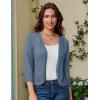 imageGRACE KARIN Womens 34 Sleeve Open Front Cropped Cardigan Summer Lightweight Hollow Out Knit ShrugAqua