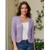 imageGRACE KARIN Womens 34 Sleeve Open Front Cropped Cardigan Summer Lightweight Hollow Out Knit ShrugPink Purple