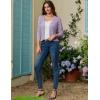 imageGRACE KARIN Womens 34 Sleeve Open Front Cropped Cardigan Summer Lightweight Hollow Out Knit ShrugPink Purple
