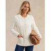 imageGRACE KARIN Womens Fall Long Sleeve Cable Knit Sweater Jacket Button Up Warm Chunky Cardigan Sweaters for Women TrendyIvory White