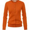 imageGRACE KARIN Womens Long Sleeve Button Down Crew Neck Classic Sweater Knit CardiganRed Orange