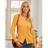 imageGRACE KARIN Womens Long Sleeve Button Down Crew Neck Classic Sweater Knit CardiganYellow Orange