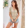 imageGRACE KARIN Womens Summer Short Sleeve Lightweight Cardigan V Neck Hollow Out Sweater 2025 Trendy Button Down Knit TopsApricot