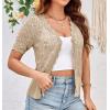 imageGRACE KARIN Womens Summer Short Sleeve Lightweight Cardigan V Neck Hollow Out Sweater 2025 Trendy Button Down Knit TopsApricot