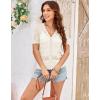 imageGRACE KARIN Womens Summer Short Sleeve Lightweight Cardigan V Neck Hollow Out Sweater 2025 Trendy Button Down Knit TopsIvory White