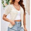 imageGRACE KARIN Womens Summer Short Sleeve Lightweight Cardigan V Neck Hollow Out Sweater 2025 Trendy Button Down Knit TopsIvory White