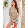 imageGRACE KARIN Womens Summer Short Sleeve Lightweight Cardigan V Neck Hollow Out Sweater 2025 Trendy Button Down Knit TopsKhaki