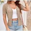 imageGRACE KARIN Womens Summer Short Sleeve Lightweight Cardigan V Neck Hollow Out Sweater 2025 Trendy Button Down Knit TopsKhaki