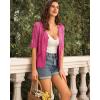 imageGRACE KARIN Womens Summer Short Sleeve Lightweight Cardigan V Neck Hollow Out Sweater 2025 Trendy Button Down Knit TopsRose Red