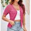 imageGRACE KARIN Womens Summer Short Sleeve Lightweight Cardigan V Neck Hollow Out Sweater 2025 Trendy Button Down Knit TopsRose Red