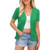 imageGRACE KARIN Womens 2025 Basic Summer Short Sleeve Cardigan Sweaters Lightweight VNeck Button Down Cropped Shrug Sweater TopsGreen