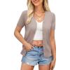 imageGRACE KARIN Womens 2025 Basic Summer Short Sleeve Cardigan Sweaters Lightweight VNeck Button Down Cropped Shrug Sweater TopsKhaki
