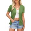 imageGRACE KARIN Womens 2025 Basic Summer Short Sleeve Cardigan Sweaters Lightweight VNeck Button Down Cropped Shrug Sweater TopsLight Green