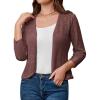 imageGRACE KARIN Womens 34 Sleeve Open Front Cropped Cardigan Summer Lightweight Hollow Out Knit ShrugDark Pink