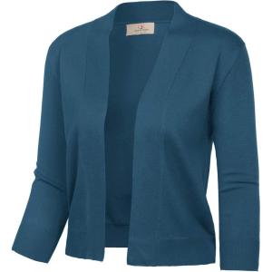 imageGRACE KARIN Womens 34 Sleeve Cropped Cardigan Knit Sweaters Lightweight Open Front Shrug Bolero S3XLCerulean
