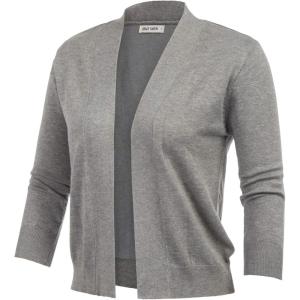 imageGRACE KARIN Womens 34 Sleeve Cropped Cardigan Knit Sweaters Lightweight Open Front Shrug Bolero S3XLFlower Grey