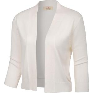 imageGRACE KARIN Womens 34 Sleeve Cropped Cardigan Knit Sweaters Lightweight Open Front Shrug Bolero S3XLIvory