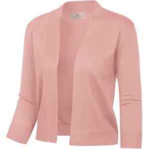 imageGRACE KARIN Womens 34 Sleeve Cropped Cardigan Knit Sweaters Lightweight Open Front Shrug Bolero S3XLLight Pink