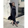 imageGRACE KARIN 2025 Fall Womens Long Sleeve Midi Dresses Patchwork Ribbed Knit Button Casual Flowy Dresses Pockets DailyBlack