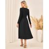 imageGRACE KARIN 2025 Fall Womens Long Sleeve Midi Dresses Patchwork Ribbed Knit Button Casual Flowy Dresses Pockets DailyBlack