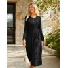 imageGRACE KARIN 2025 Fall Womens Long Sleeve Midi Dresses Patchwork Ribbed Knit Button Casual Flowy Dresses Pockets DailyBlack