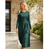 imageGRACE KARIN 2025 Fall Womens Long Sleeve Midi Dresses Patchwork Ribbed Knit Button Casual Flowy Dresses Pockets DailyDark Green