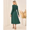 imageGRACE KARIN 2025 Fall Womens Long Sleeve Midi Dresses Patchwork Ribbed Knit Button Casual Flowy Dresses Pockets DailyDark Green
