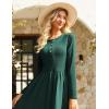 imageGRACE KARIN 2025 Fall Womens Long Sleeve Midi Dresses Patchwork Ribbed Knit Button Casual Flowy Dresses Pockets DailyDark Green