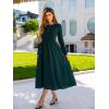 imageGRACE KARIN 2025 Fall Womens Long Sleeve Midi Dresses Patchwork Ribbed Knit Button Casual Flowy Dresses Pockets DailyDark Green