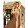 imageGRACE KARIN 2025 Fall Womens Long Sleeve Midi Dresses Patchwork Ribbed Knit Button Casual Flowy Dresses Pockets DailyKhaki