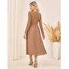 imageGRACE KARIN 2025 Fall Womens Long Sleeve Midi Dresses Patchwork Ribbed Knit Button Casual Flowy Dresses Pockets DailyKhaki
