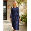 imageGRACE KARIN 2025 Fall Womens Long Sleeve Midi Dresses Patchwork Ribbed Knit Button Casual Flowy Dresses Pockets DailyNavy