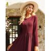 imageGRACE KARIN 2025 Fall Womens Long Sleeve Midi Dresses Patchwork Ribbed Knit Button Casual Flowy Dresses Pockets DailyWine Red