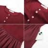 imageGRACE KARIN 2025 Fall Womens Long Sleeve Midi Dresses Patchwork Ribbed Knit Button Casual Flowy Dresses Pockets DailyWine Red