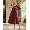 imageGRACE KARIN 2025 Fall Womens Long Sleeve Midi Dresses Patchwork Ribbed Knit Button Casual Flowy Dresses Pockets DailyWine Red