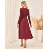 imageGRACE KARIN 2025 Fall Womens Long Sleeve Midi Dresses Patchwork Ribbed Knit Button Casual Flowy Dresses Pockets DailyWine Red