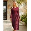 imageGRACE KARIN 2025 Fall Womens Long Sleeve Midi Dresses Patchwork Ribbed Knit Button Casual Flowy Dresses Pockets DailyWine Red