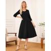 imageGRACE KARIN 2025 Wear to Work Dress for Women A Line Midi Fit 34 Sleeve Church Round Neck Business DressesBlack