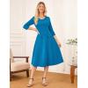 imageGRACE KARIN 2025 Wear to Work Dress for Women A Line Midi Fit 34 Sleeve Church Round Neck Business DressesTurquoise Blue