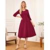 imageGRACE KARIN 2025 Wear to Work Dress for Women A Line Midi Fit 34 Sleeve Church Round Neck Business DressesWine Red