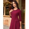imageGRACE KARIN 2025 Wear to Work Dress for Women A Line Midi Fit 34 Sleeve Church Round Neck Business DressesWine Red
