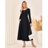 imageGRACE KARIN 2025 Womens Casual Long Sleeve Solid Flowy Flared A Line Maxi Dresses with PocketsBlack