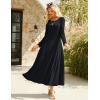 imageGRACE KARIN 2025 Womens Casual Long Sleeve Solid Flowy Flared A Line Maxi Dresses with PocketsBlack