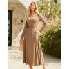 imageGRACE KARIN 2025 Womens Casual Long Sleeve Solid Flowy Flared A Line Maxi Dresses with PocketsKhaki